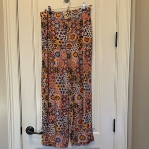 Anthropologie Geometric Flowy Patterned Wide-Leg Pants 8
